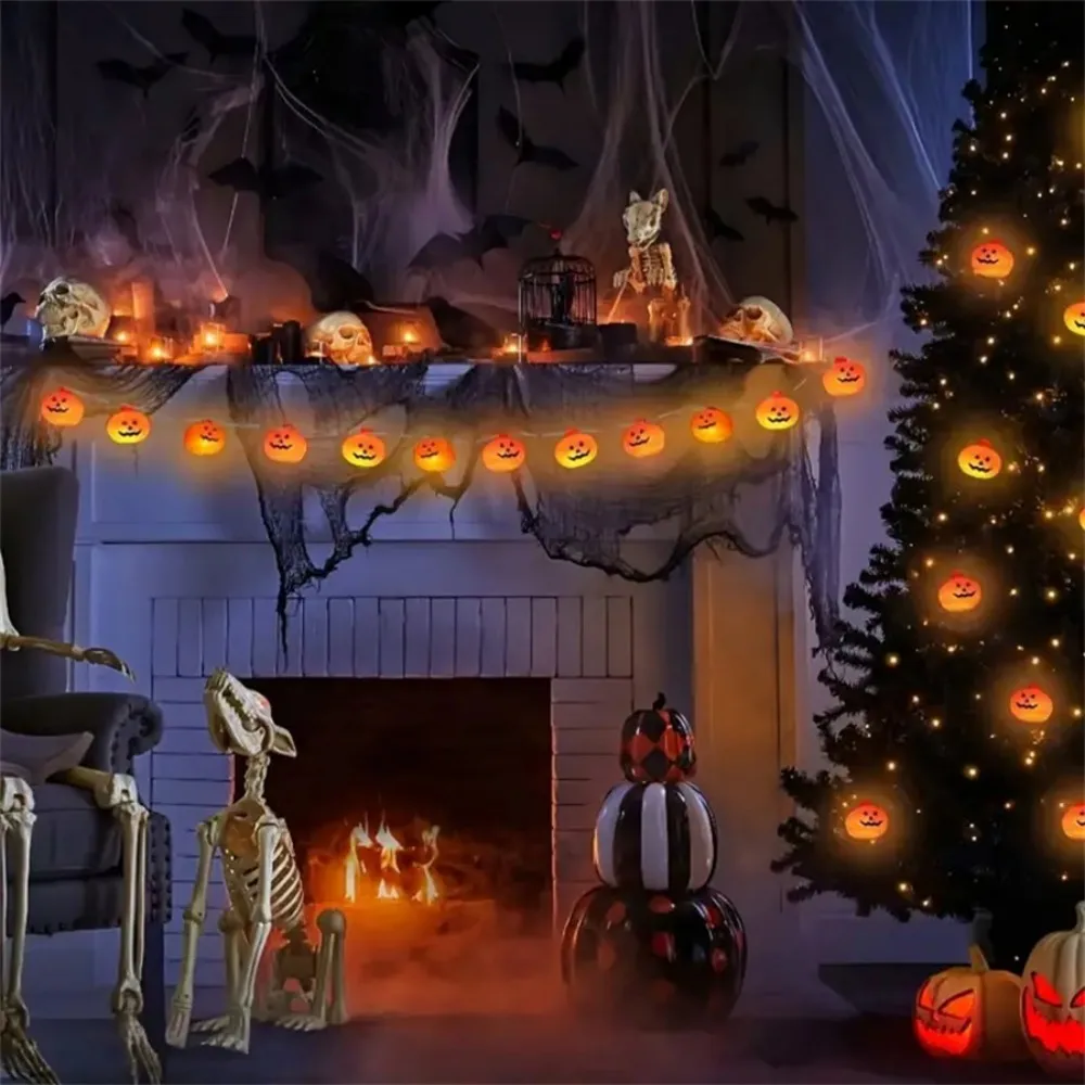 1PC1.5M10LED/3M20LED Halloween pumpkin lantern battery box light string,excluding battery,used for party,fall autumn Decoration