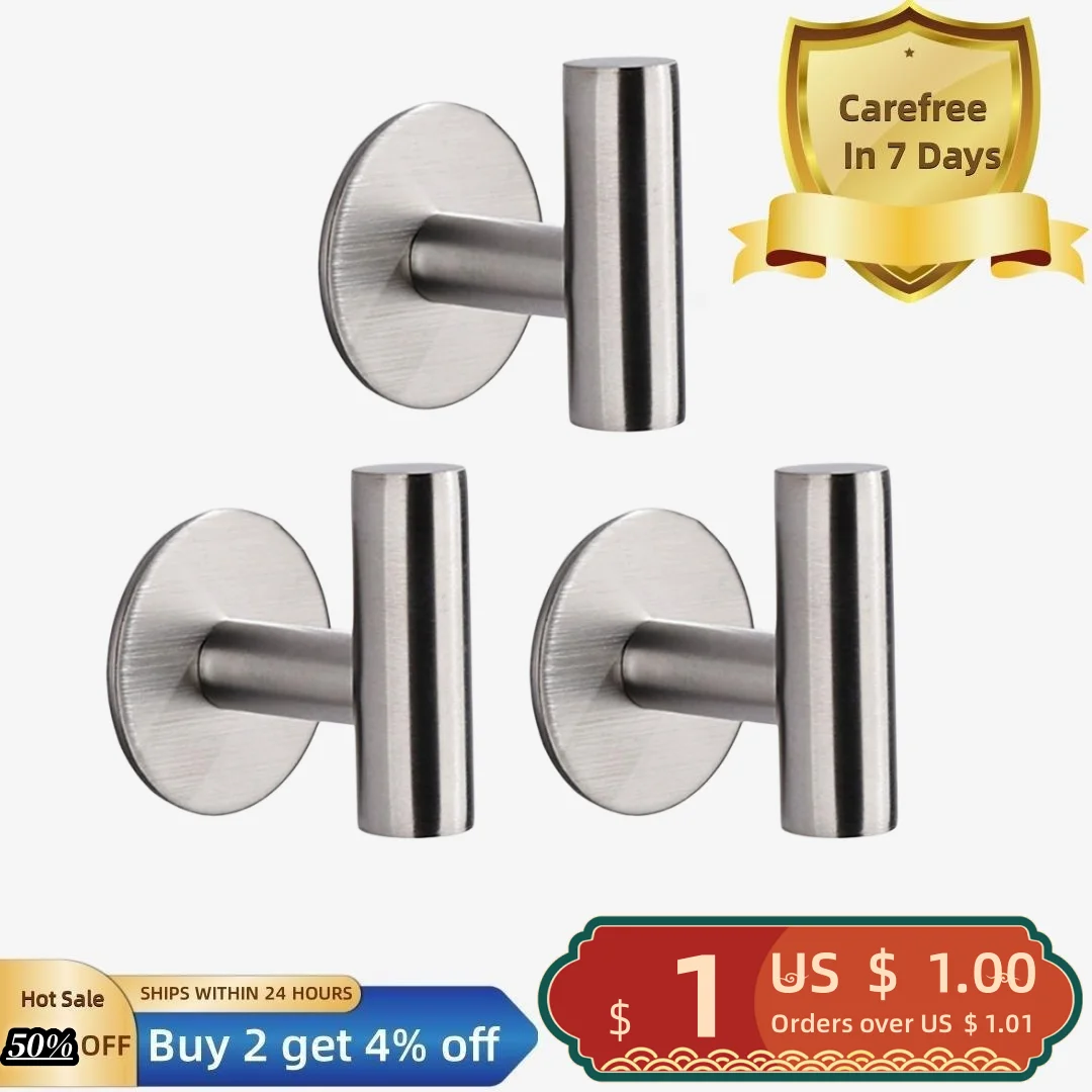 

3Pcs Storage Hooks Punch Free Strong Load-bearing Wall Hooks Easy to Install Clothes Towel Hangers Home Supplies