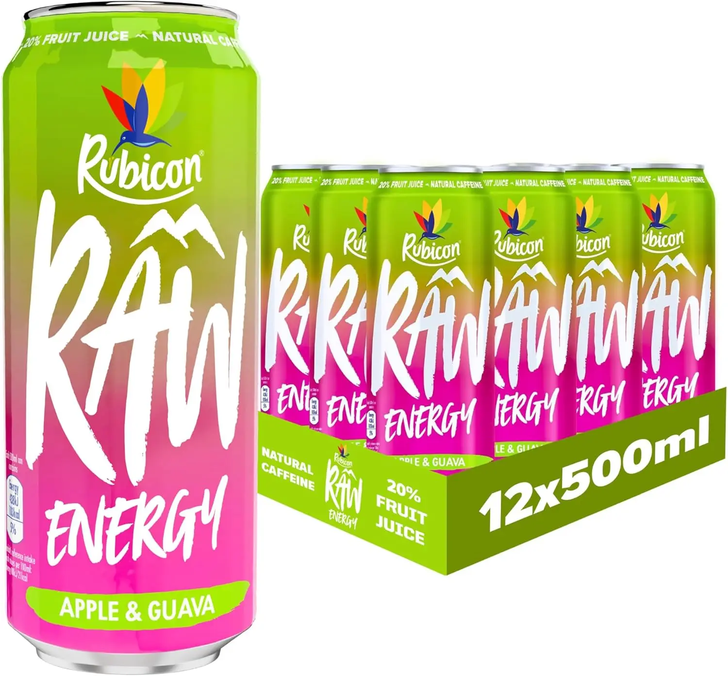 Rubicon Raw Energy Apple & Guava Pack of 12 x 500ml