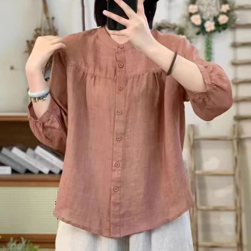 Style AYu Luxury Loose 7-part-sleeve Blouses Thin-looking Thin Shirt for Women BL1664