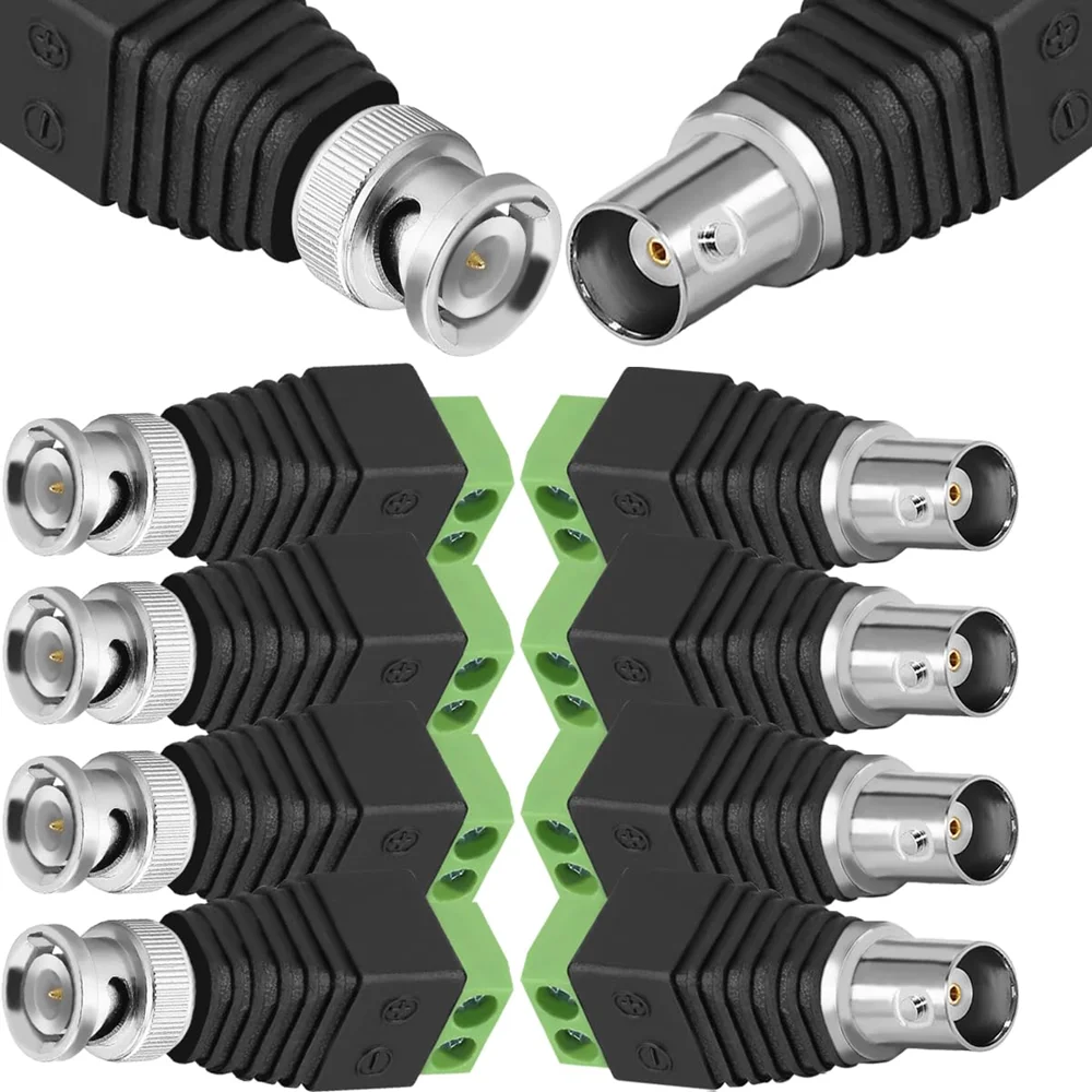 BNC to Cat5e Adapter Connectors Solderless Coaxial Male And Female Video Connector Screw Camera Terminal Plug Ethernet Speaker