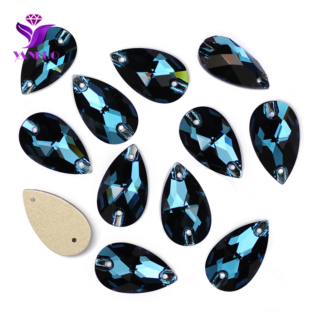 YANRUO 3230 Drop Montana Glass Sew On Crystal FlatBack Gems DiY Gems Needlewrok Leotard Dress Stones For Clothes