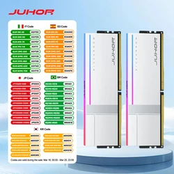 JUHOR Memoria Ram DR5 RGB 16GB 6400MHz 6800MHz 8000MHz  DIMM Ram Dual Channel Sunning Desktop Memory Ram