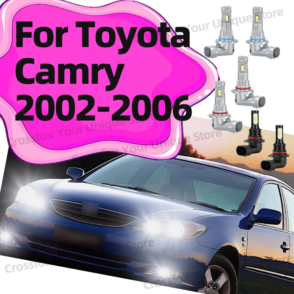

2/6 шт. светодиодные автомобильные лампы для Toyota Camry 2002 2003 2004 2005 2006, лампы для фар 30000LM дальнего ближнего света 6000K противотуманные фары Plug&Play