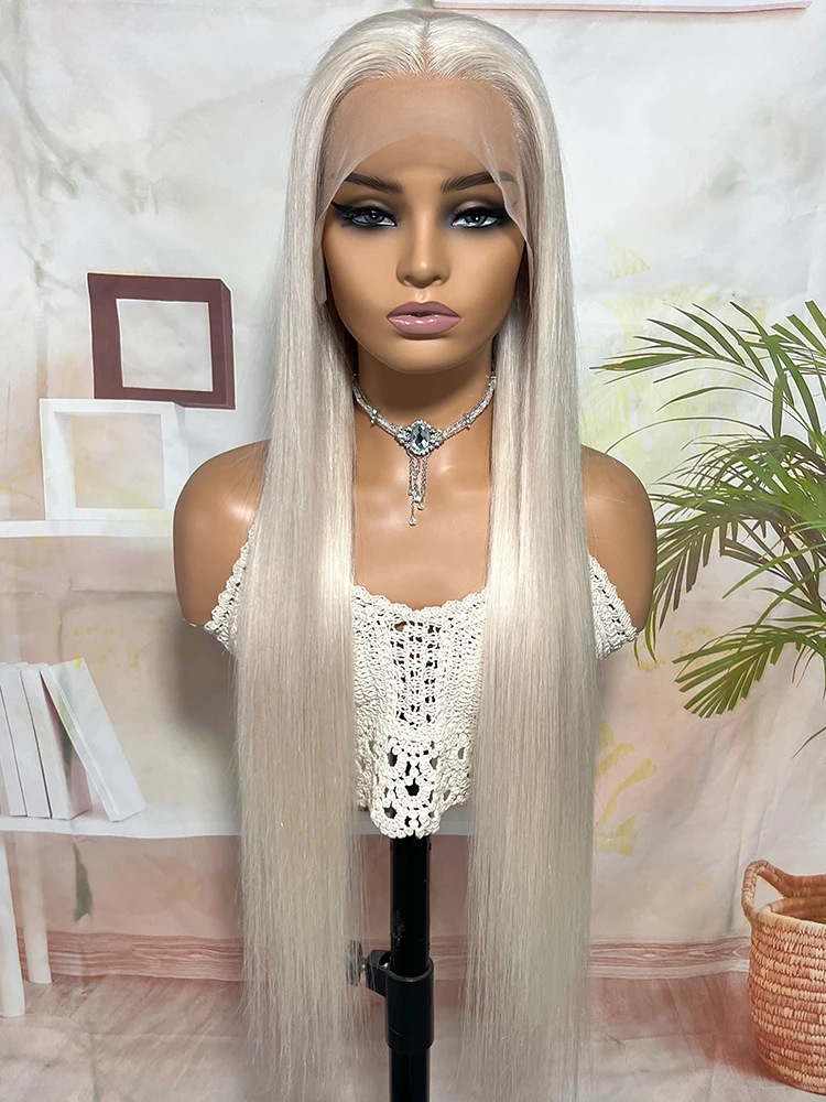 White Grey Straight Lace Front Wigs Human Hair Accessories For Women 13x4 Transparent Brazilian Color Wigs On Sale Free Shipping