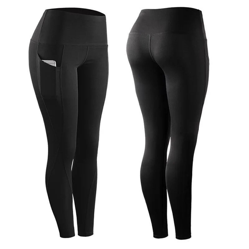 Women Yoga Leggings Sexy Solid High Waist Pocket Elastic  Tummy Control Ruched Booty Pants Casual Gym Compression Tights Pants