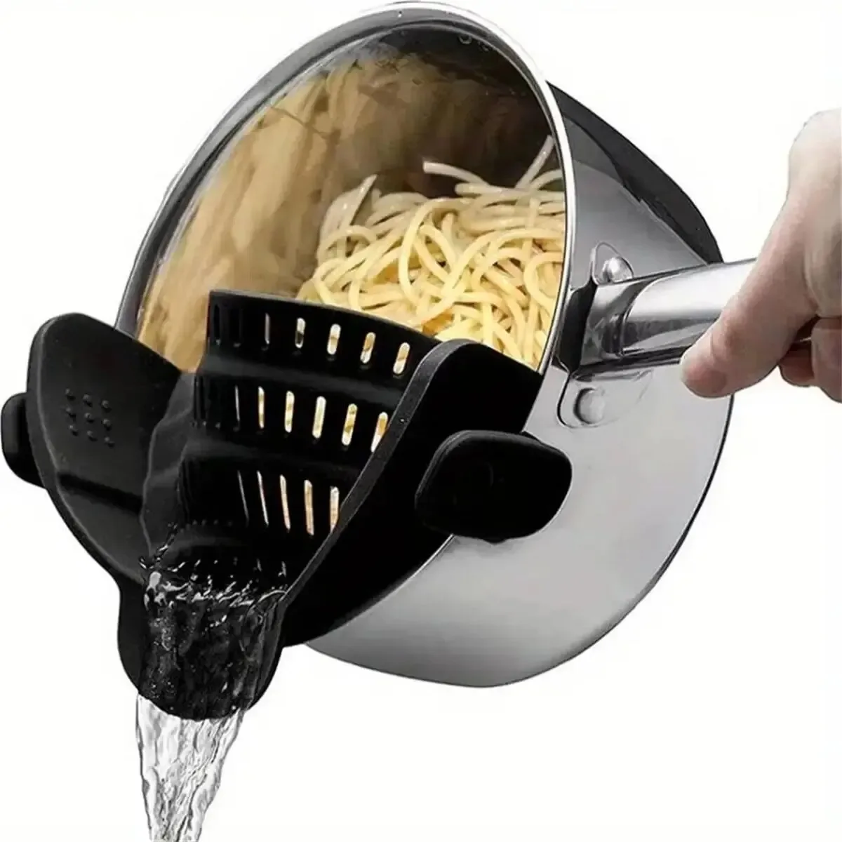 Silicone Clip-On Strainer, Adjustable Pot Colander for Pasta & Noodles, Heat-Resistant Kitchen Drain Basket image 2