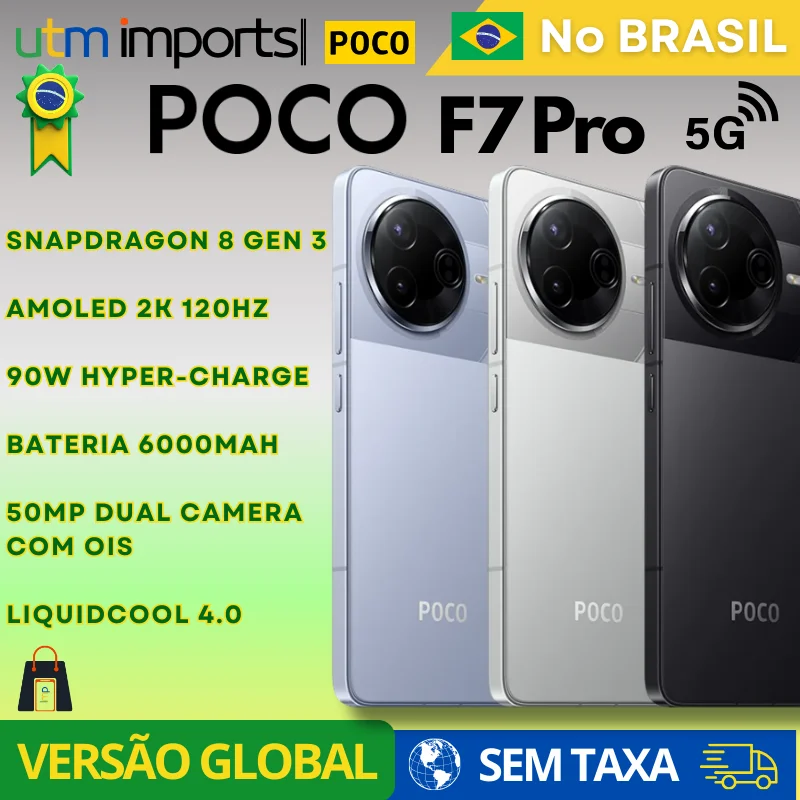 Xiaomi Poco F7 PRO 5G, Versão Global, 512gb, ROM Global, 256gb, Estoque Local