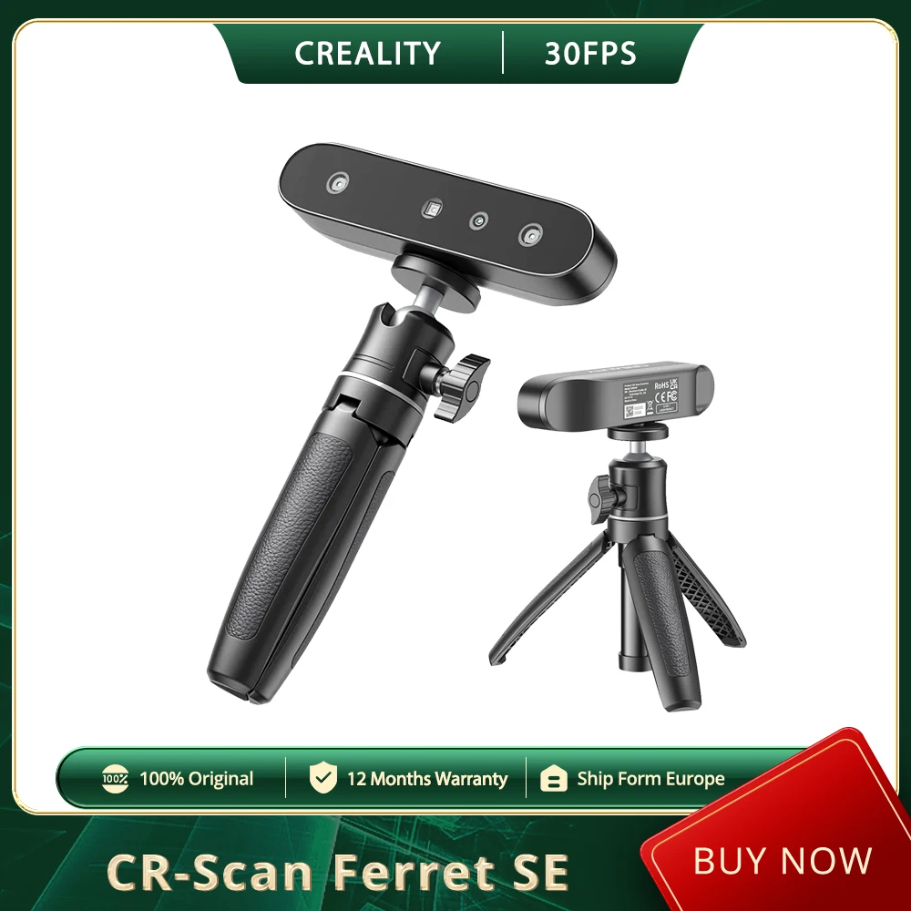 Scanner 3D Creality CR-Scan Ferret SE, vitesse de numérisation jusqu'à 30 fps, précision 0,1 mm, distance de fonctionnement 150-700 mm, suivi anti-secousse