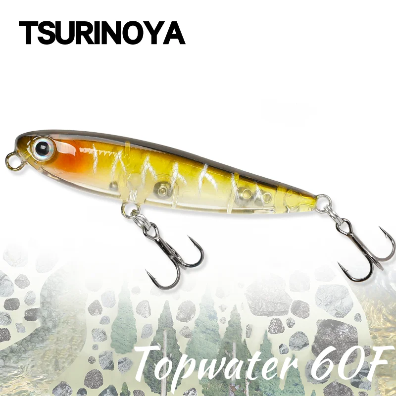 TSURINOYA River Fishing Surface Fishing Lure Topwater Pencil 60F 60mm 3.1g Trout Game Bait Finesse Hard Baits Fake Fish Baits