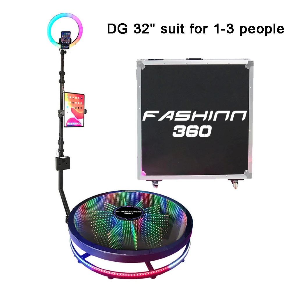 

Fashinn360 Infinite светодиодный DG3 32 ", фото-будка с алмазным покрытием 360, фотобудка с автоматическим Вращением 360, фото-видео-будка для свадеб, вечеринок