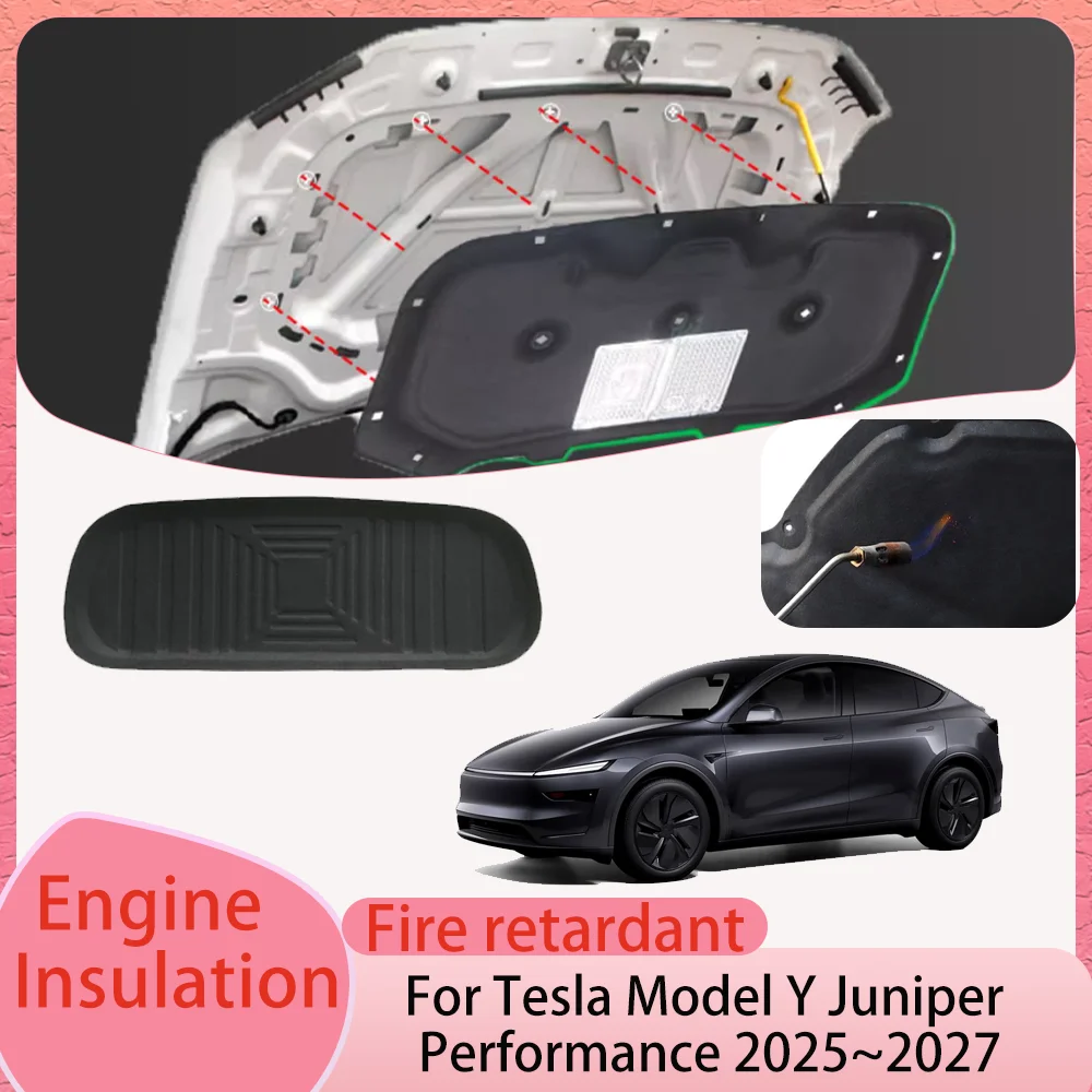 

For Tesla Model Y Juniper 2025~2027 2026 Car Hood Engine lining Engine Thermal Insulation Cotton Soundproof Mat Accessories