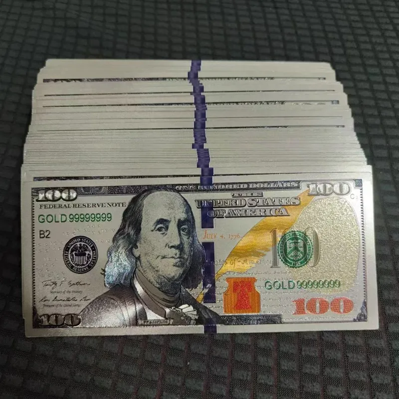 5~100pcs US 100 Dollar Bills 100 Dollars Silver Plated Banknote Fake Money Collectible Currency Souvenir Business Gifts