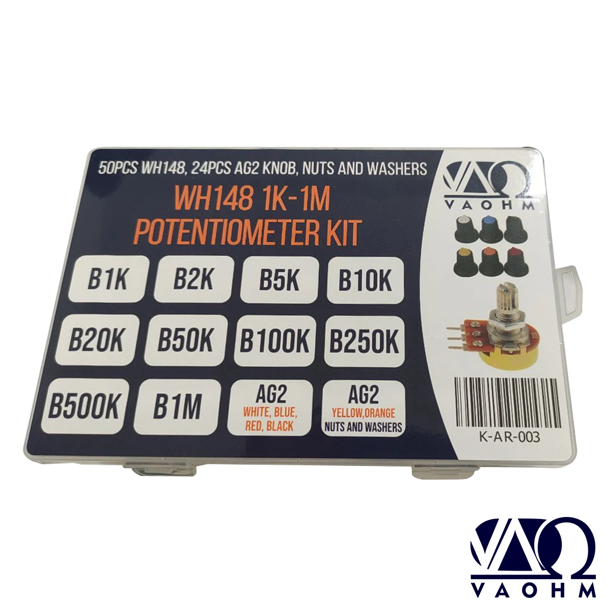 10 TIPOS 50 PCS WH148 1K-1M CONJUNTO DE POTENCIÔMETRO