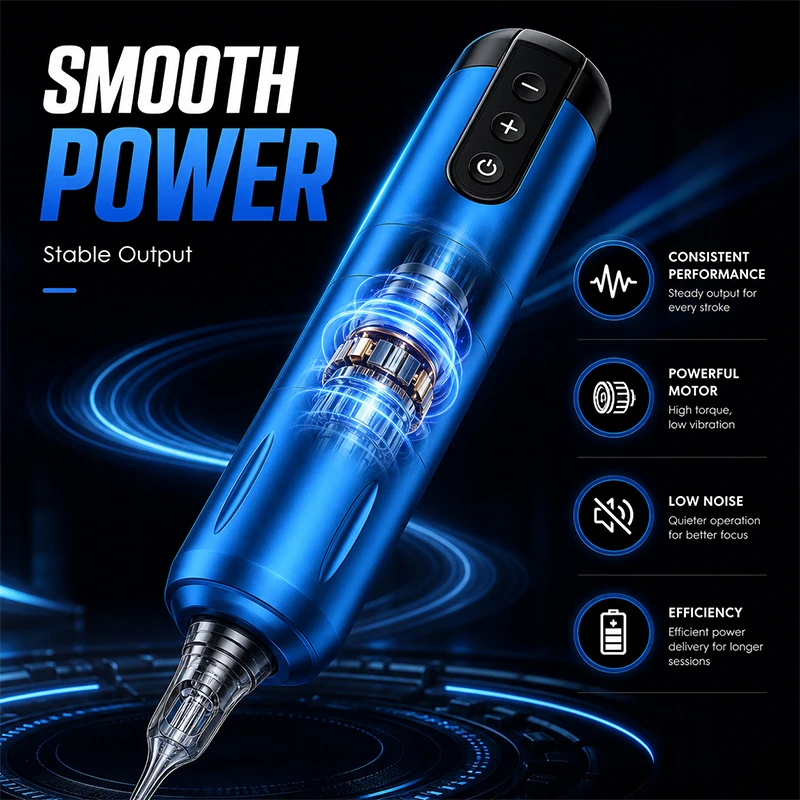 Wireless Tattoo Pen Machine SIKKUE 2000mAh Battery Adjustable Stroke PMU Body ArtPermanent Makeup Beginner Kit Power Supply