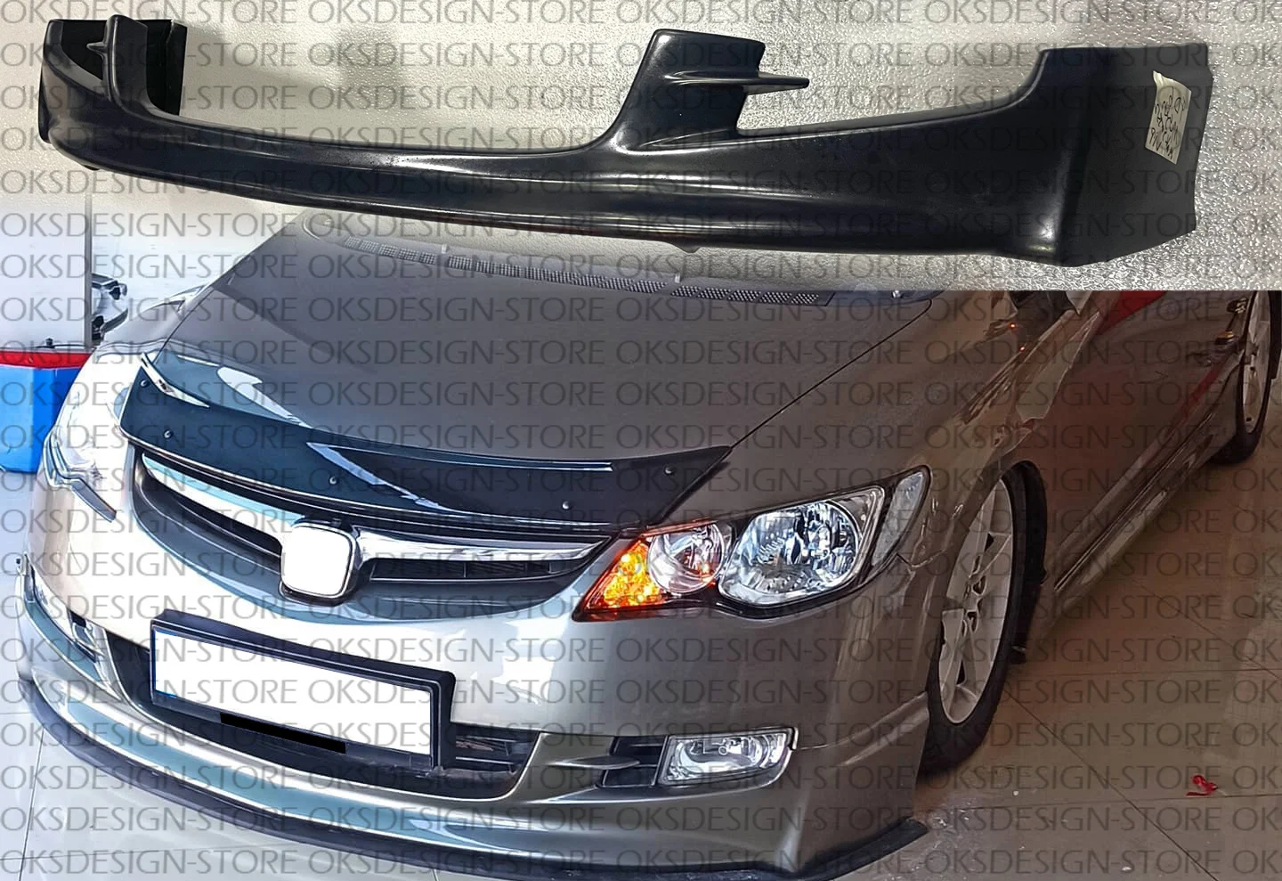 For Honda Civic FD6 2006 - 2009 No Make Up Front Bumper Plastic Front Bumper Lip Splitter Diffuser Lip Body Kit Spoiler