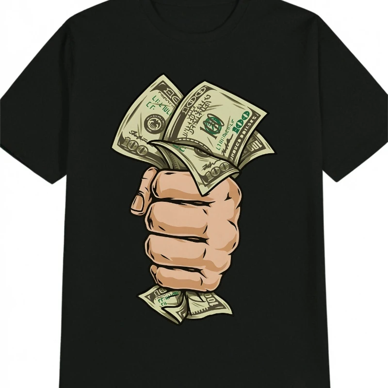 

Men'S Funny Money Graphic T-Shirt with Dollar Bills Design Formal Events Casual Round Neck Top Humorous Apparel Playful Design