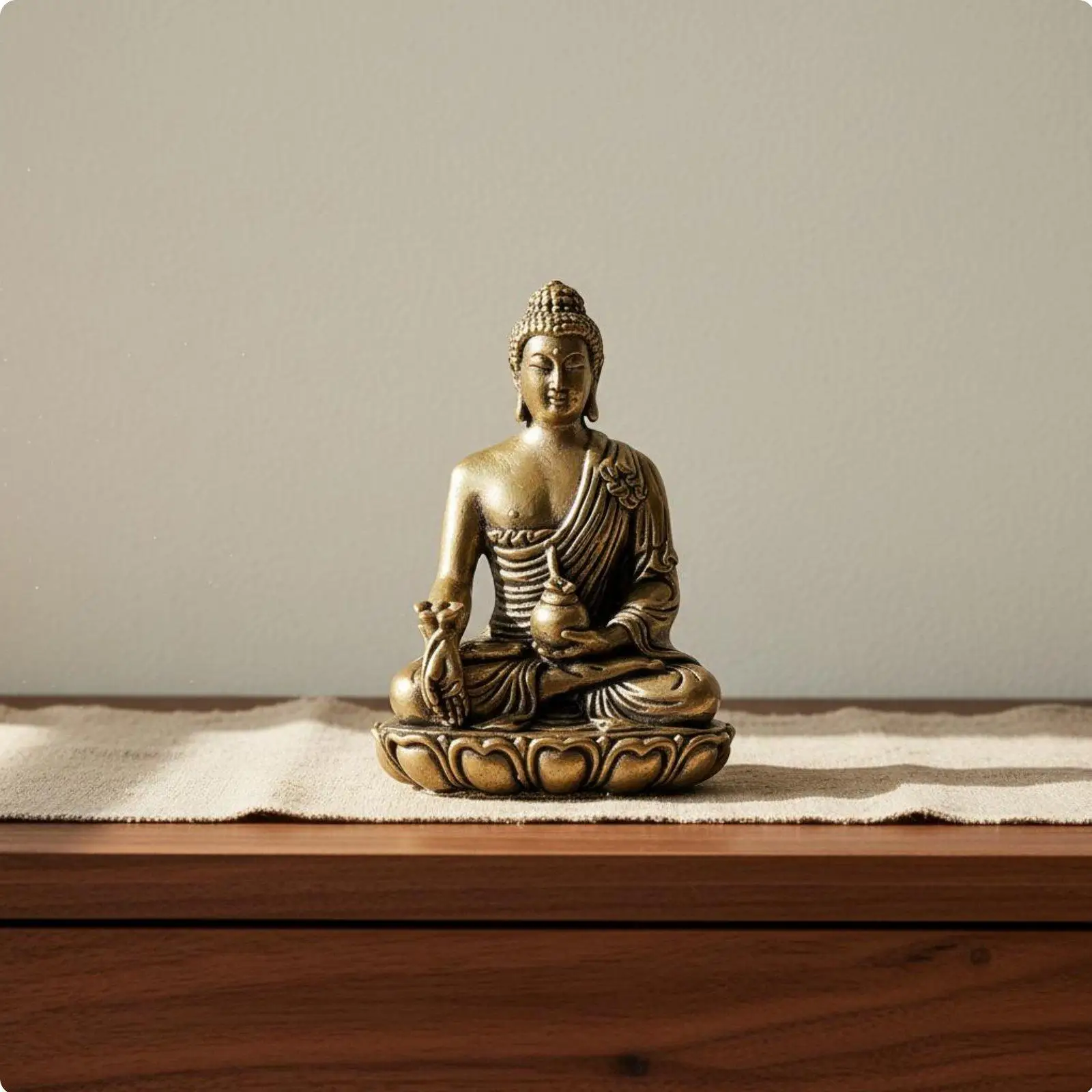Statue de Bouddha Méditant, Figurine de Bouddha Assis sur Socle, Sculpture Artisanale pour la Décoration Intérieure et la Pleine Conscience