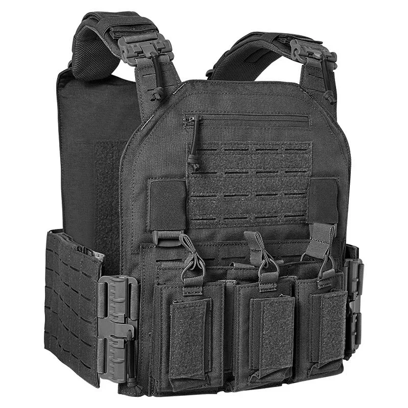Gilet tactique d'entraînement de chasse en plein air, système molle découpé au laser à dégagement rapide, résistant à l'usure, en nylon