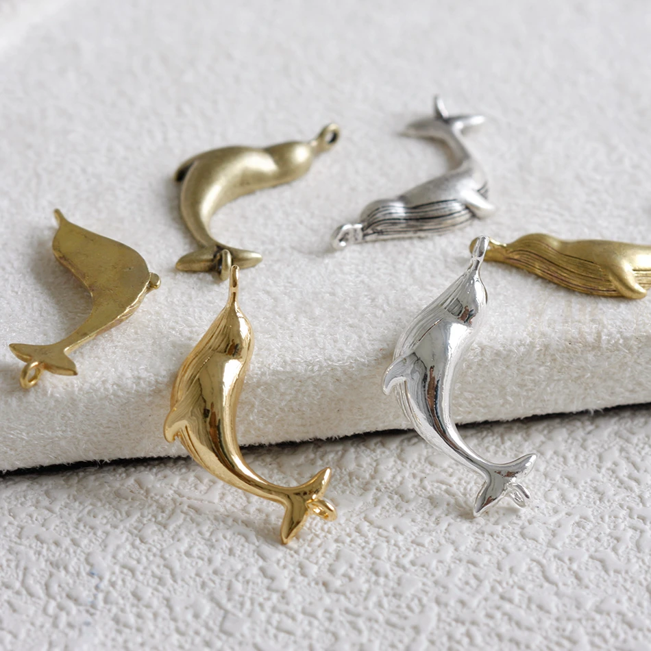 DIY Supply-One Piece Premium Plated Solid Brass Finding - Dolphin 29x16.3x3.8mm (4912C-6)