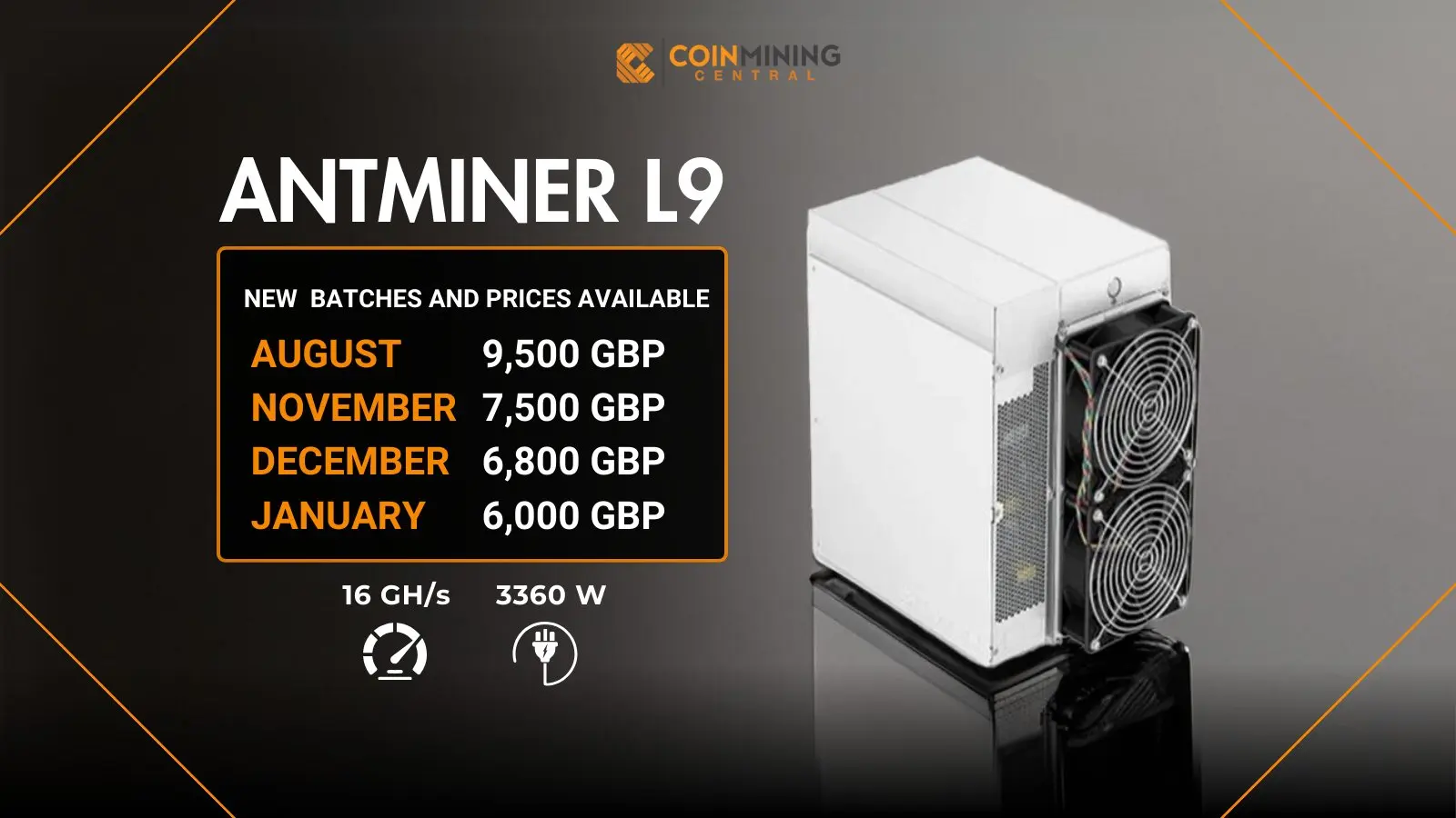 

Bitmain Antminer L9 16.2Gh 17.6Gh 3260W Майнер LTC