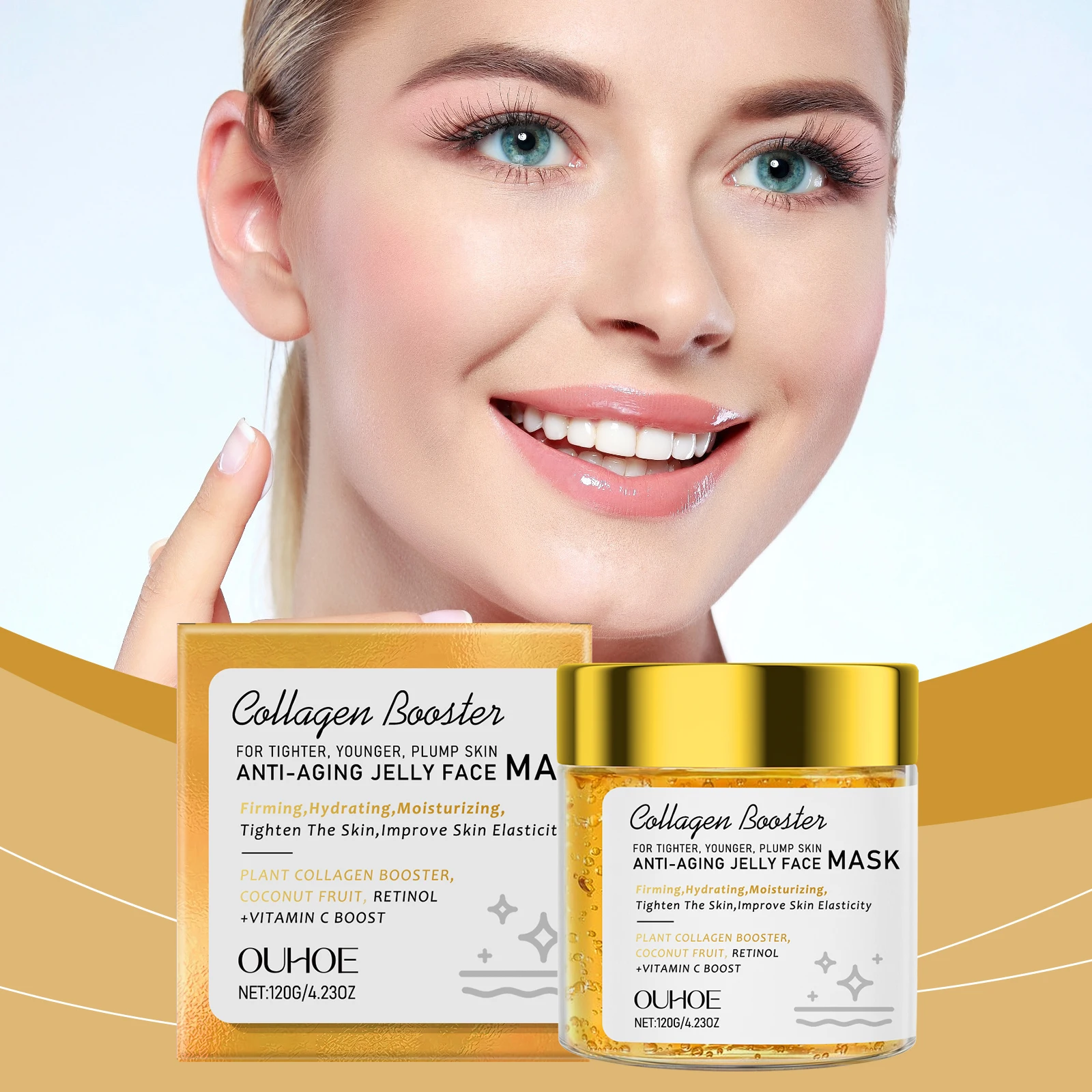 

Ouhoe 120g Jelly Gel Facial Mask Moisturize Tighten Skin Reduce Fine Lines Glowing Facial Shrink Pores Improve Dullness Gel Mask