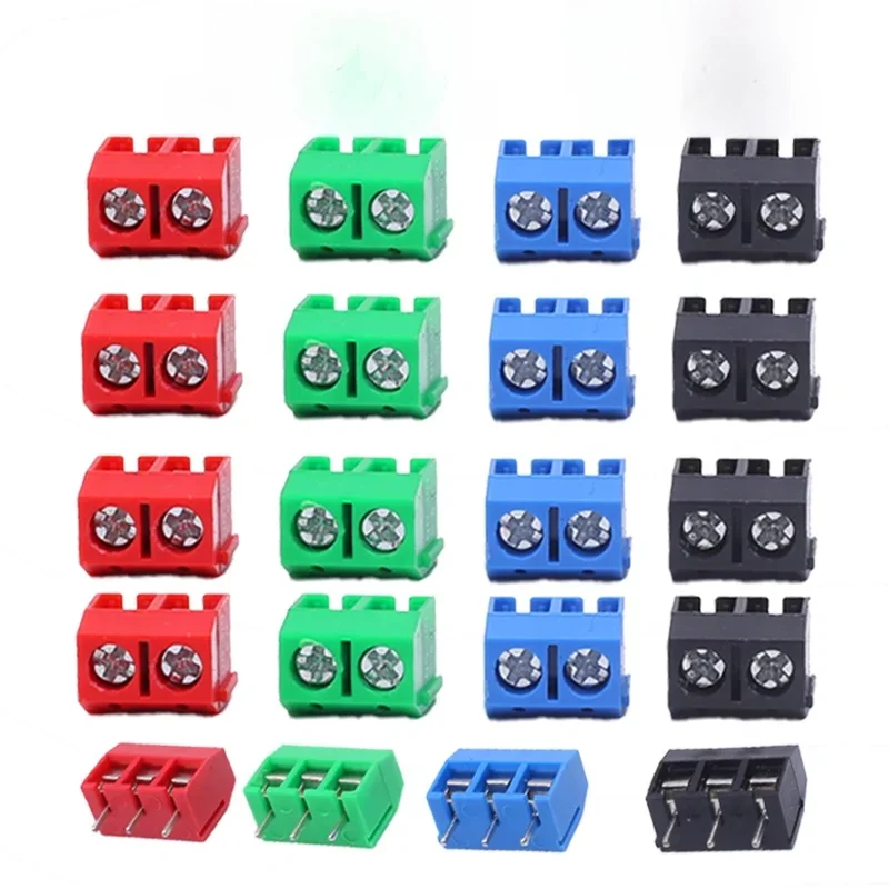 10/20/50 Teile/los KF301-5.0-2P KF301-3P KF301-4P Pitch 5,0mm Gerade Pin 2P 3P Schraube PCB Terminal Block Stecker Blau Grün