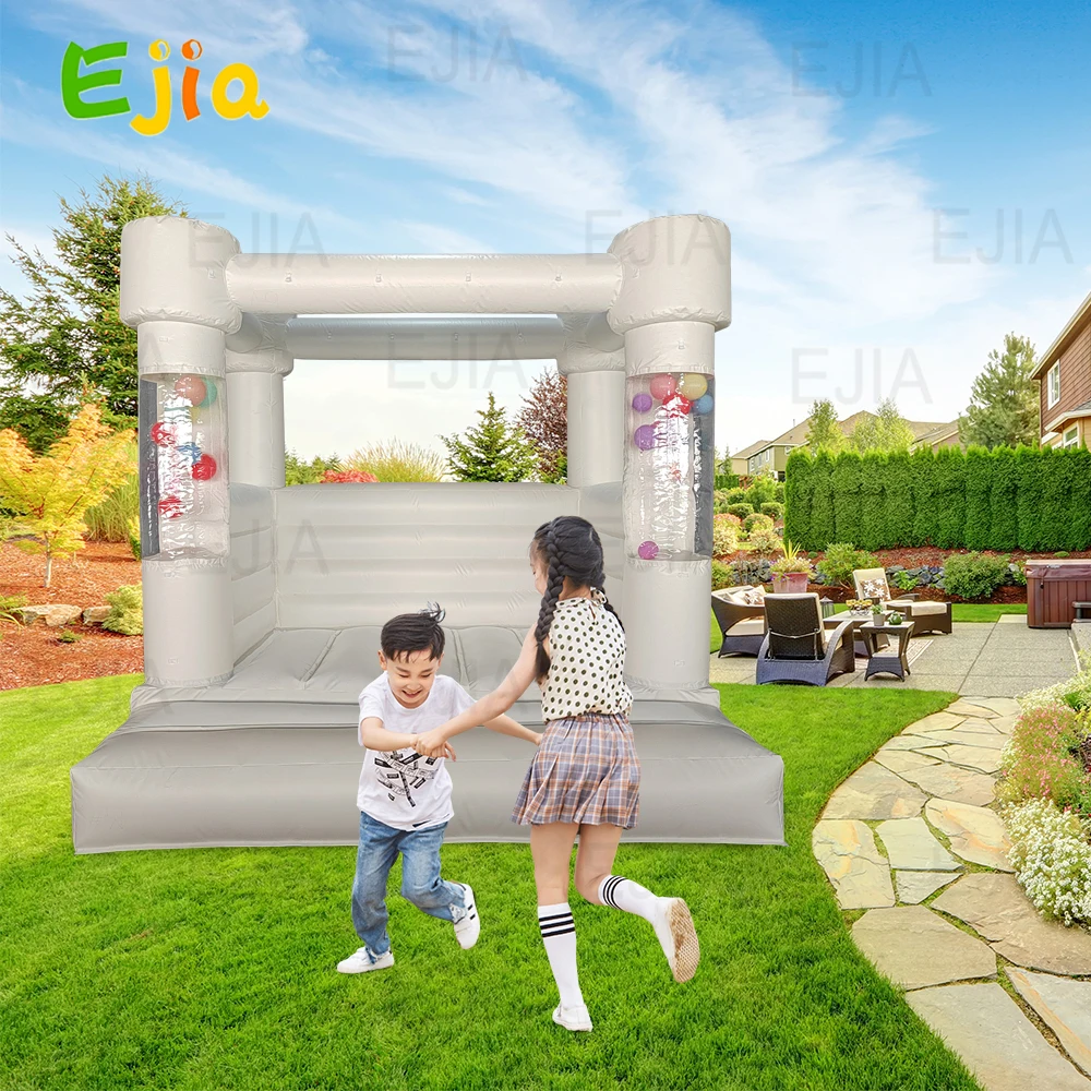 Outdoor Achtertuin Kinderen Opblaasbaar Wit Bounce Huis Opblaasbare Drijvende Ballonnen Springkasteel Met Blower Voor Bruiloftsfeest