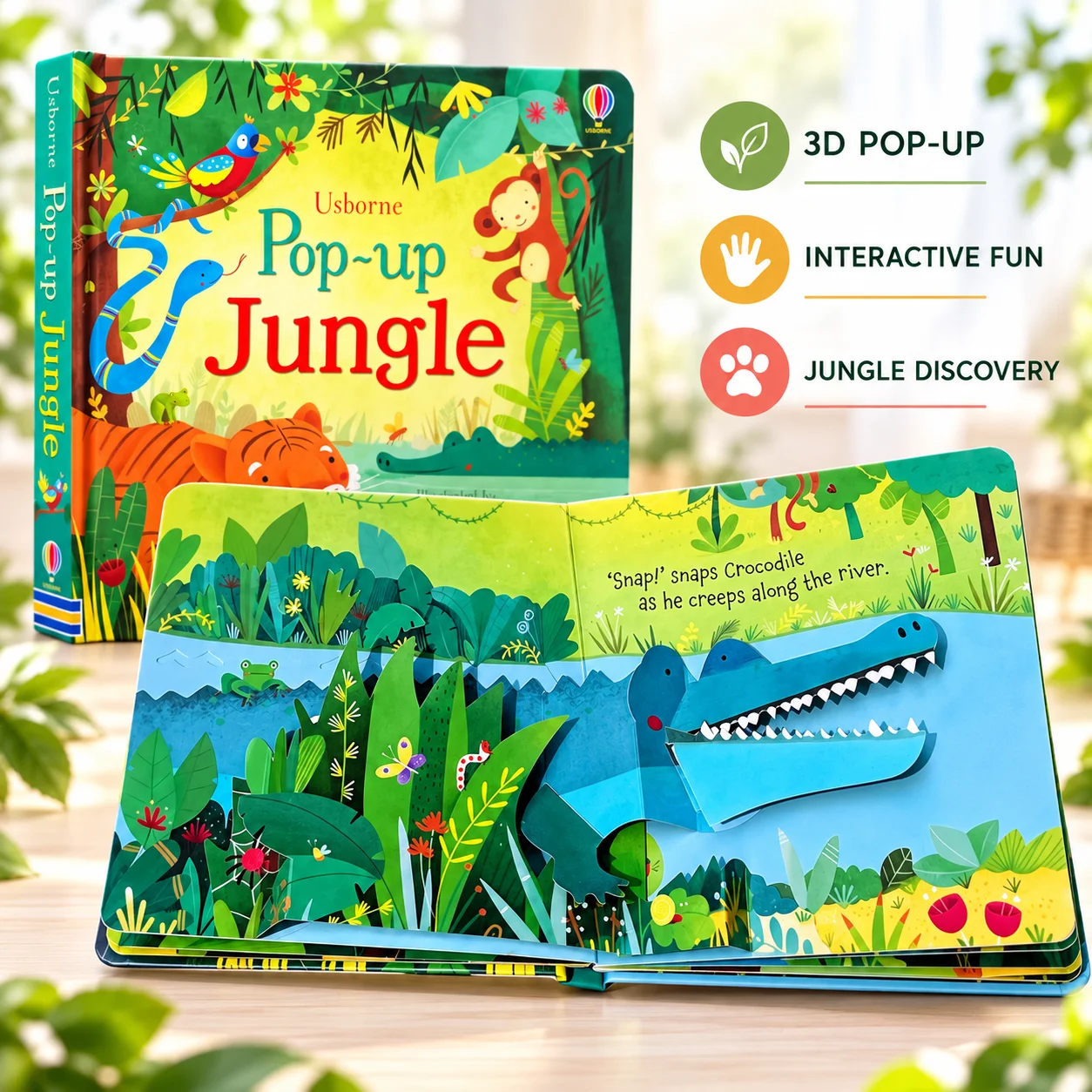 Pop-Up Jungle English Picture Book, Immersive 3D Pop-Ups for Boosting Observation & Curiosity, Perfect Back-to-School Gift & Birthday Present, Bedtime Story for Kids 3+, Develops Spatial Imagination & Intelligence