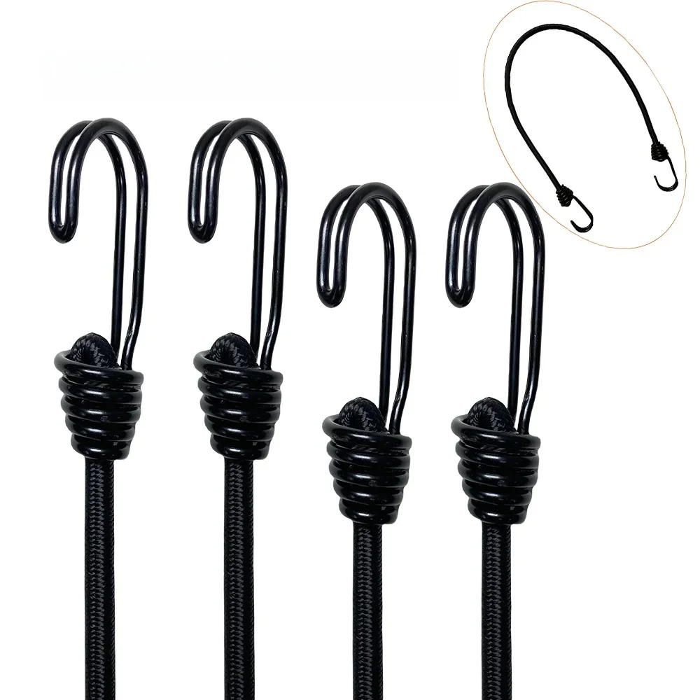AliExpress NONE 4Pcs 60cm Camping Latex Bungee Cord Double-J Hooks Elastic Straps Bungee Cords High Elasticity Tied Rope Bicycle Luggage Lanyard