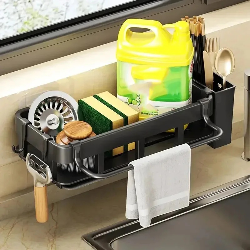 

Kitchen sink storage rack non perforated household cloth drain rack wall mounted multifunctional sink sponge storage tool