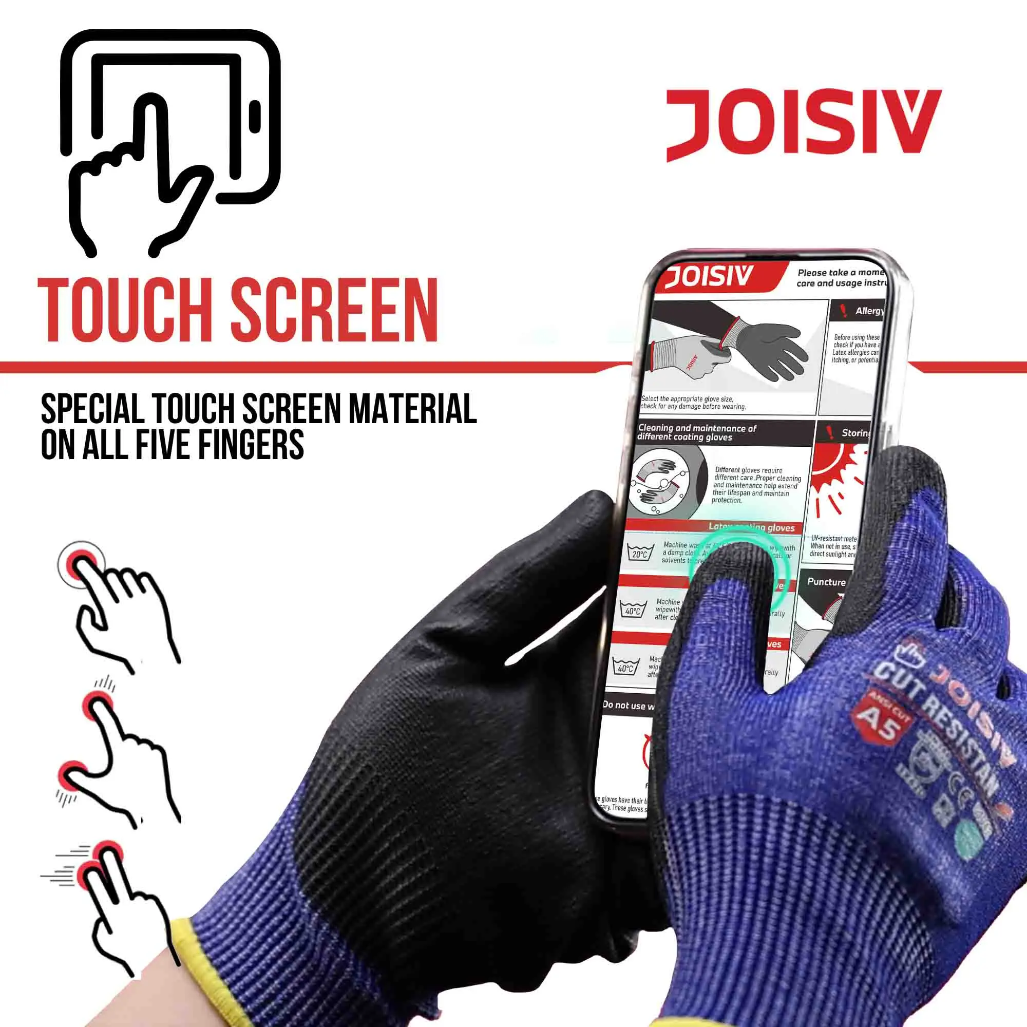 Cut Resistant Work Gloves Touchscreen Non Slip Breathable Durable For Cutting Construction Warehouse - view 6