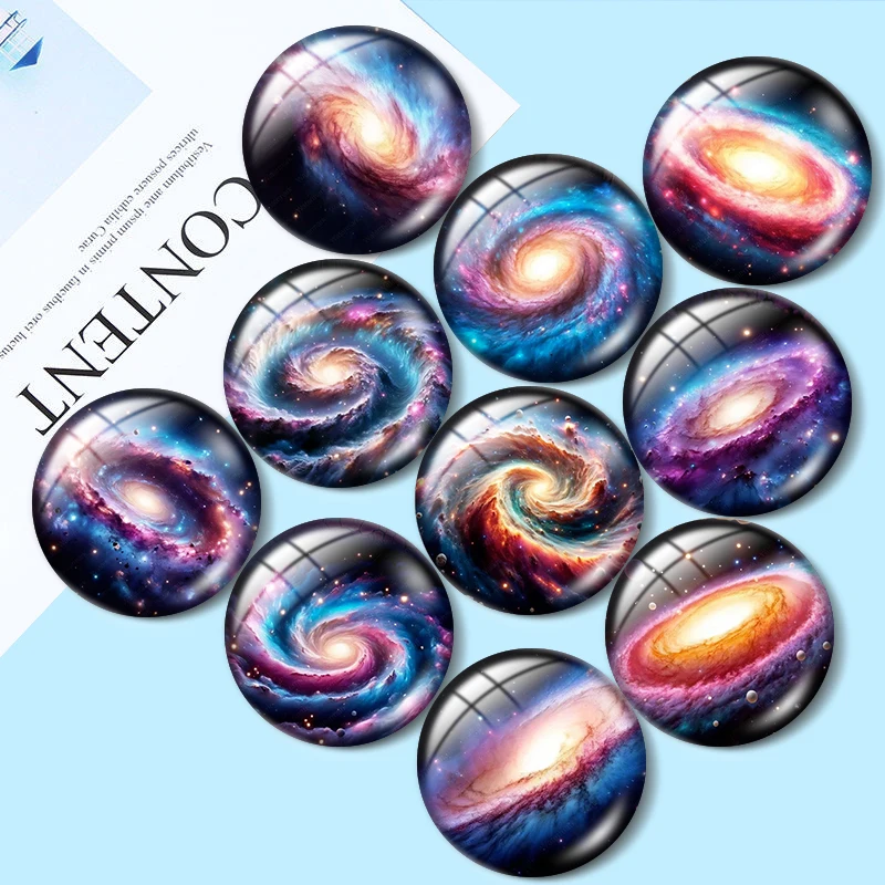 Galaxie Clipart mix 12mm/18mm/20mm/25mm Round glass cabochon flat back Making findings for custom DIY bracelets