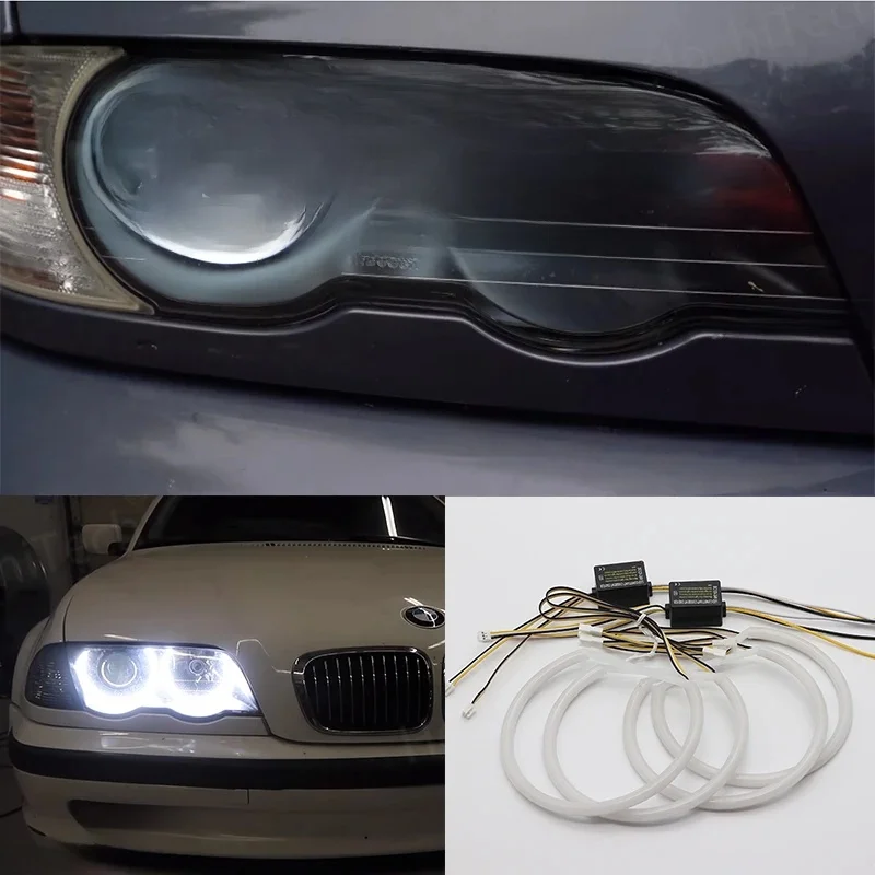 BIAŁY reflektor LED Angel Demon Eyes Kit angel eyes light do BMW serii 3 E46 sedan touring wagon coupe compact 1998-2005 — 2