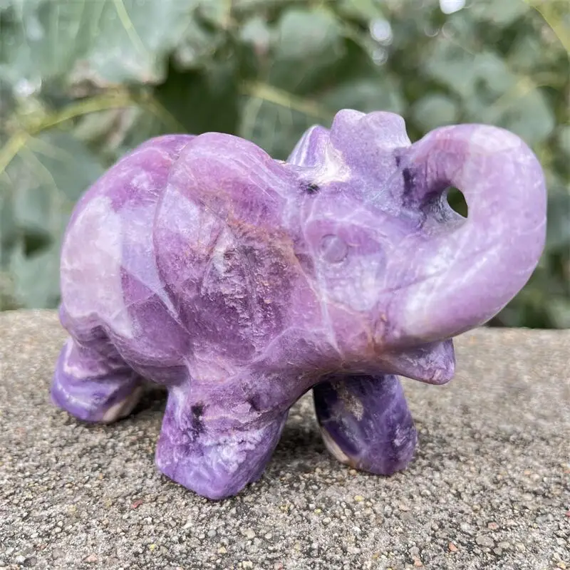 

Natural Silk Fluorite Carved Big Elephant Crystal Energy Healing Home Decor