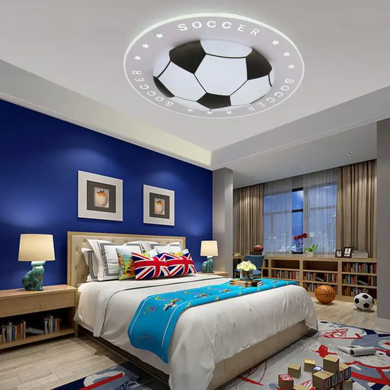 Round football ceiling lamp Boys and girls children's bedroom cartoon cartoon cartoon light Study modern simple LED night light