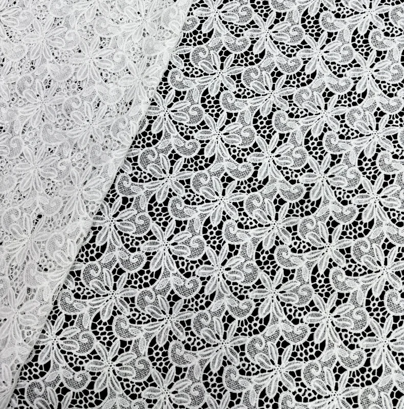 

2025 Milk Silk Lace Fabric High Quality African Water Soluble Embroidery Material French for Sewing Wedding Party Dress 5 Yards