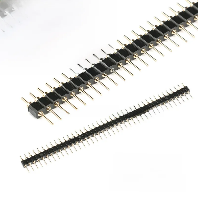2 szt. Listwa złącza 40-pinowego, okrągłe styki, pozłacane, 1x40 pozłacanych pinów, pojedyncza rządka, męskie, raster 2,54 mm, odłączalne styki. — zdjęcie 2