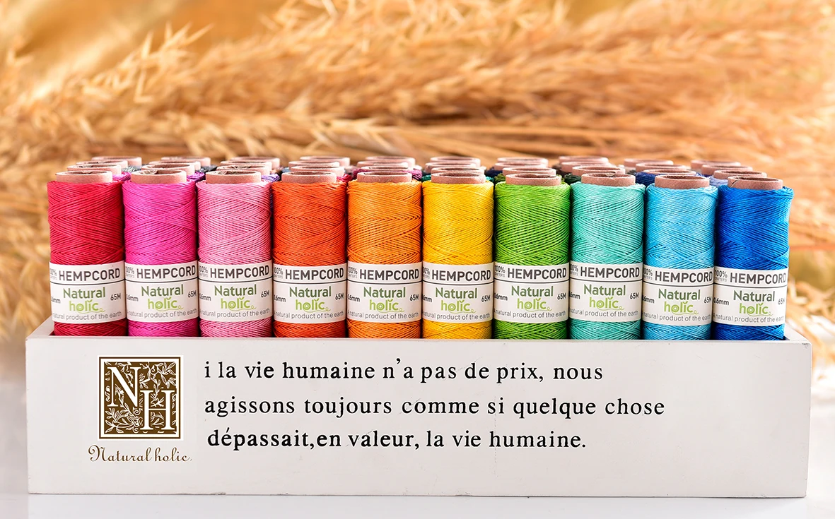 0.6mm Polished Hemp Cord 65meters Natural Twine Cord Rope String for Handmade Bracelets Keychains Craft Making Accessories.