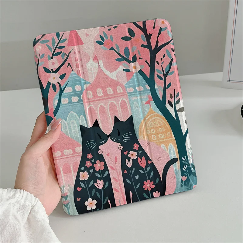 

Case For iPad10 Pro 11 inch Air 2024 iPad Air 5/4 10.9 7/8 10.2 9.7 inch Air3 10.5 mini 6/5/4 Cover Oil Painting Cat Cute Cases