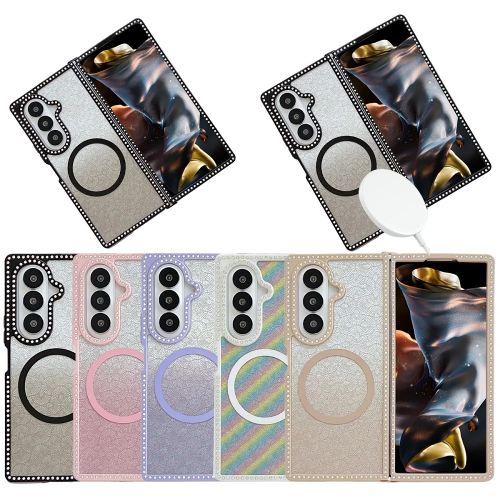 

Diamond gradient glitter card for magnetic series mobile phone case,suitable for Samsung Galaxy Z Fold3/4/5/6/7, protective case