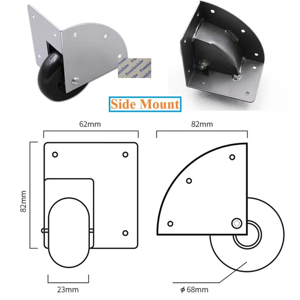 Imagem -03 - Side Middle Built-in Mount Tilt Roda Caster para Flight Case Silver Matte Black Pcs