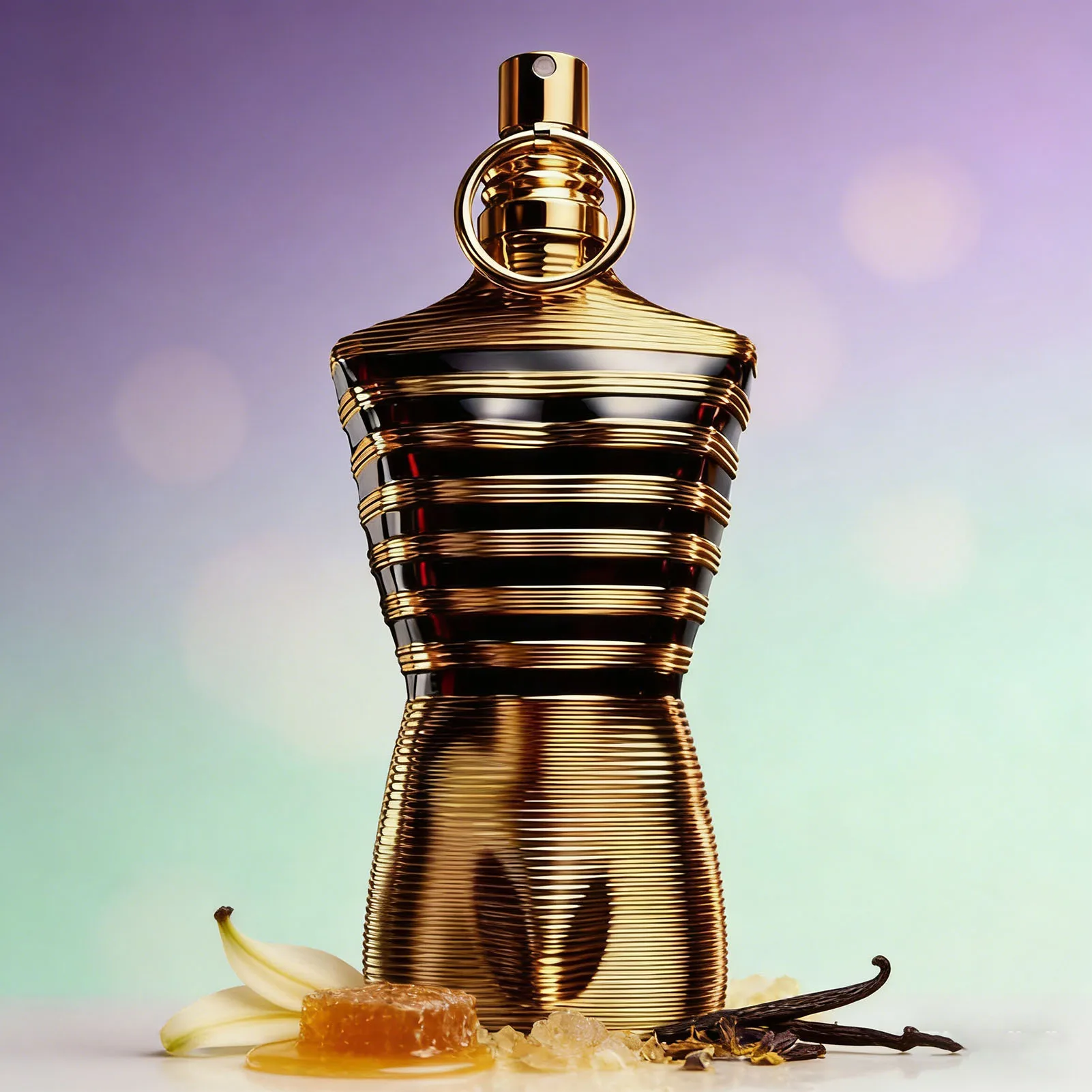 Parfum pour homme Classic Gold Metallic Torso Shape Cologne EDP, parfum masculin ambré fougère longue tenue, vaporisateur avec boîte d'emballage originale à rayures dorées, cadeau idéal pour lui.