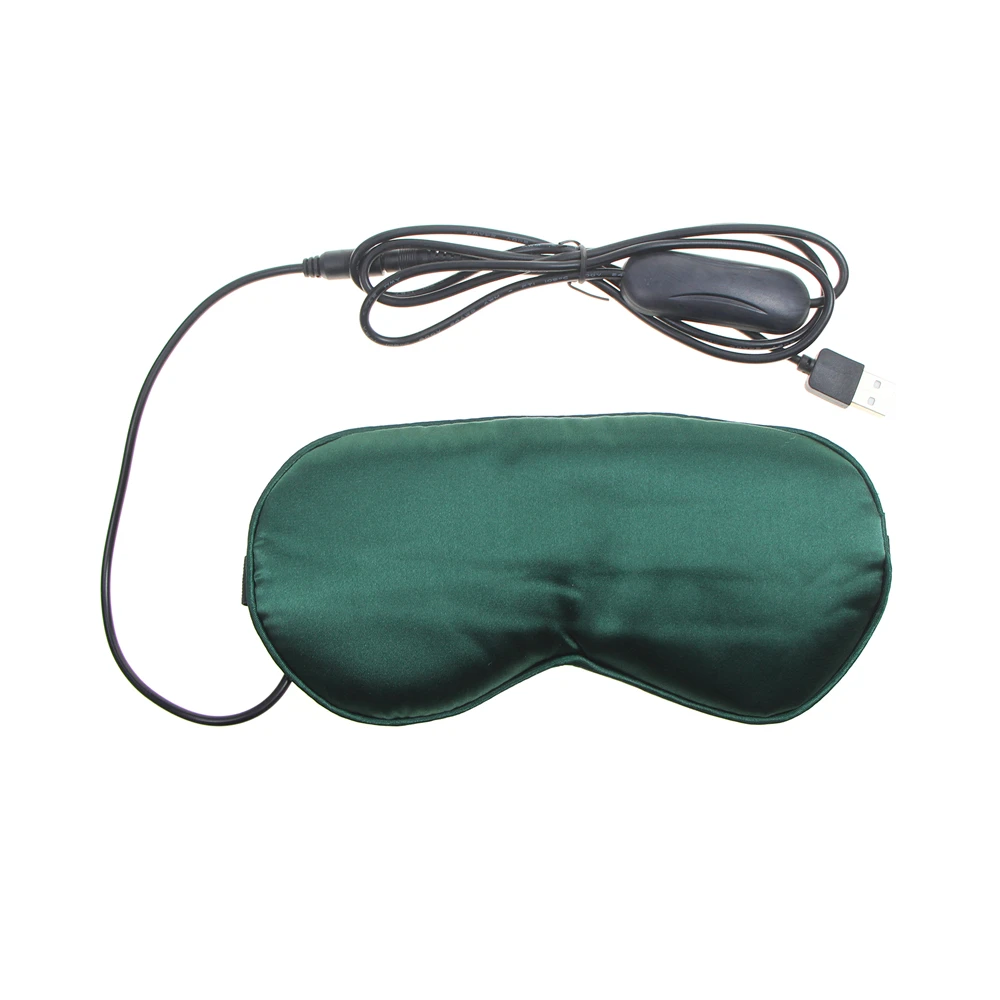 

TUHOPETA Silk Sleeping Mask Eye Patch USB Heating Pad Portable Travel Blocking Light Smooth Soft Eye Covering