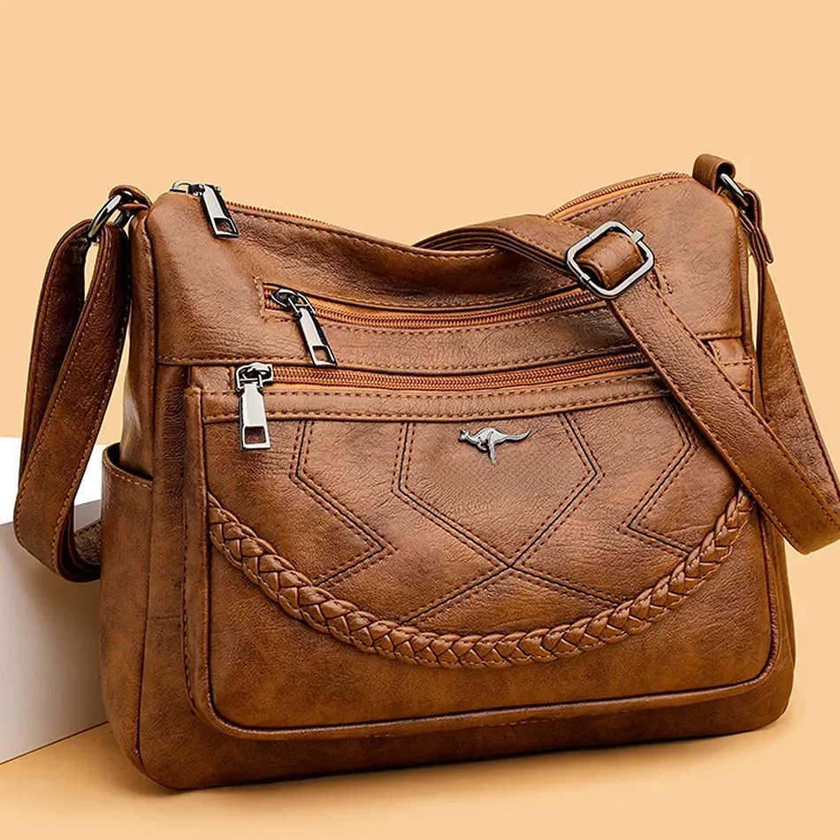 Miękka PU skóra luksusowe torebki torebki damskie torby projektant torba na ramię Crossbody dla kobiet markowe 2023 Trend Messenger torby — zdjęcie 2