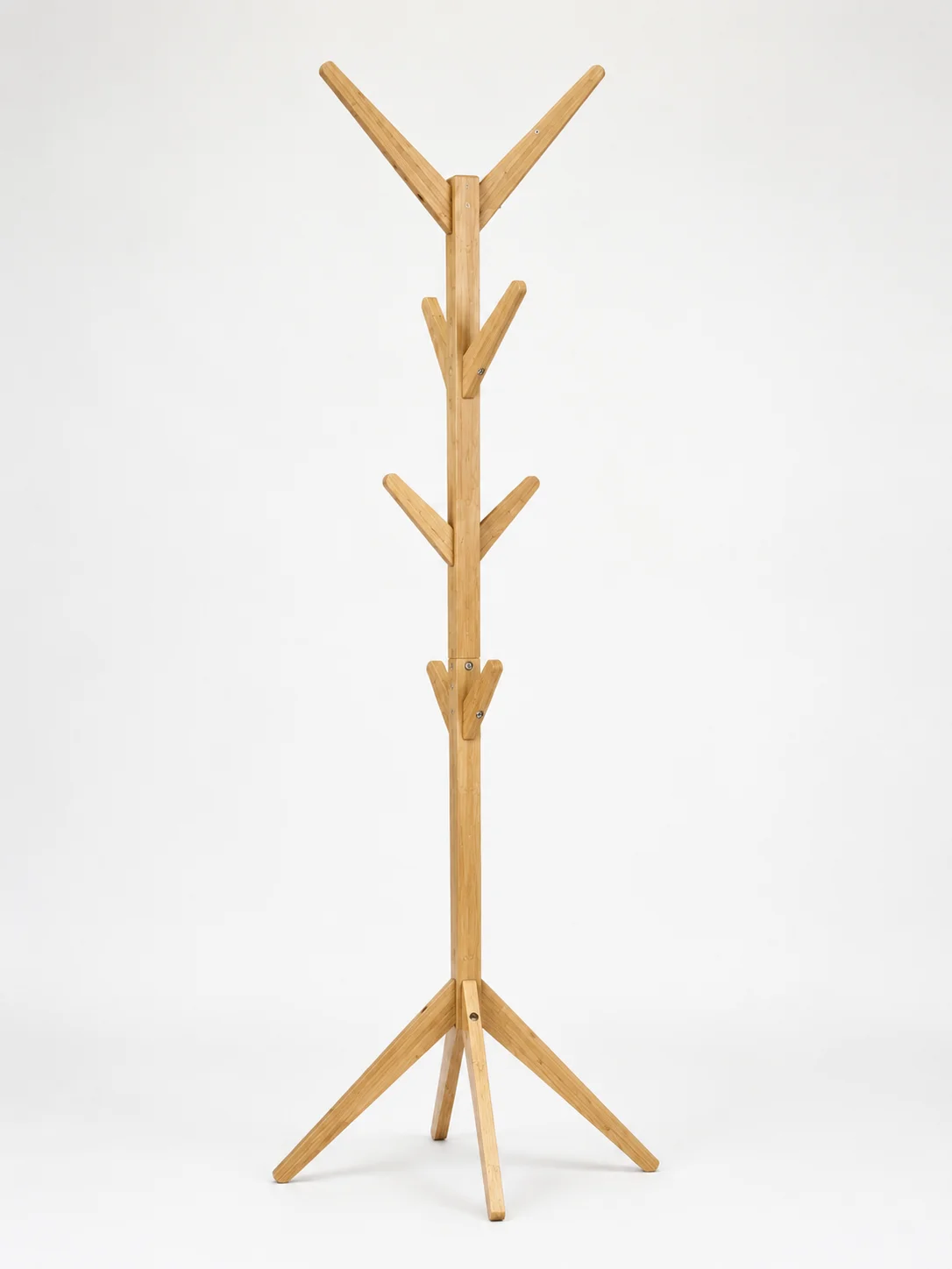 Kleiderständer aus Bambus in Baumform, Freistehende Garderobe mit 8 Haken und 4-Fuß-Basis, 60,2 × 60,2 × 168,5 cm, für Flur Schlafzimmer Wohnzimmer und Büro