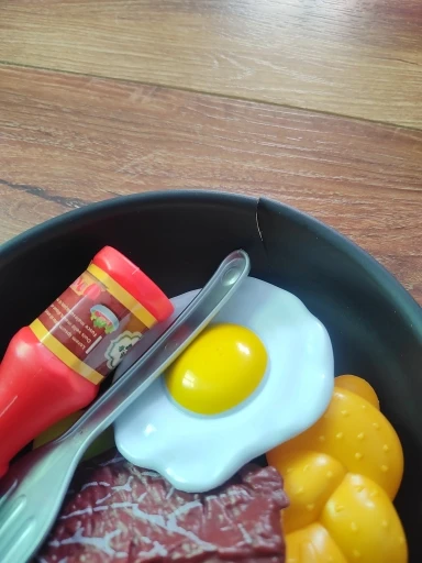 Children Kitchen Food Toys Simulation Frying Pan Vegetables Steak Bread Hot Dog Omelette Play Toy Set for Kids Girls Education photo review