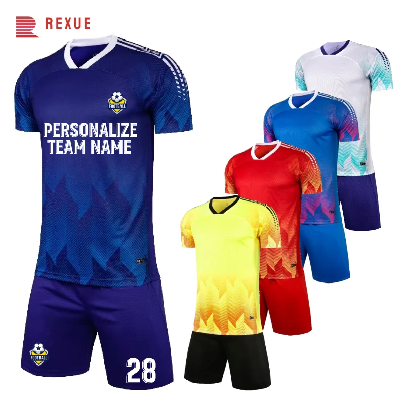 New Summer Soccer Jersey Uniform For Boys And Men 24/24 Short Sleeve Blue Yellow Red Football Shirt Custom Futsal Sportswear