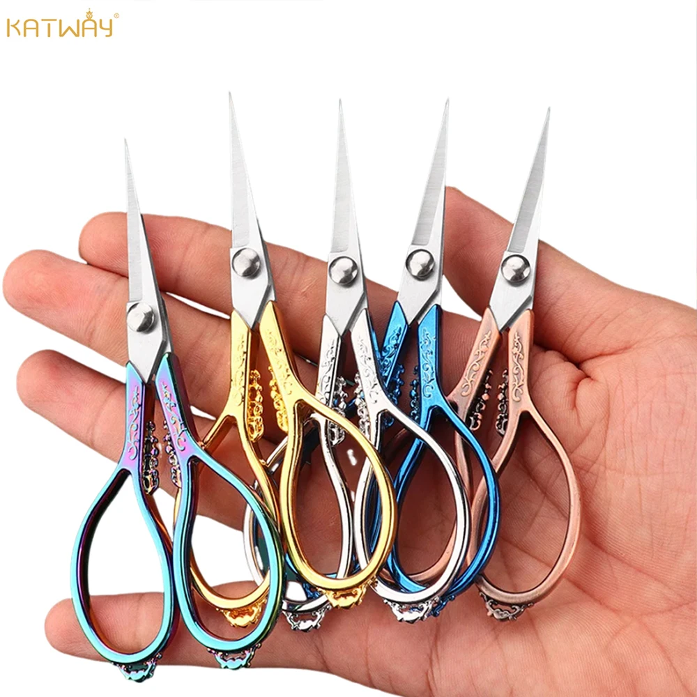 

KATWAY Durable High-Steel Shears for Tailoring, Sewing, and Household Fabric Use, Retro Antique Cross Stitch Scissors HH-AA58