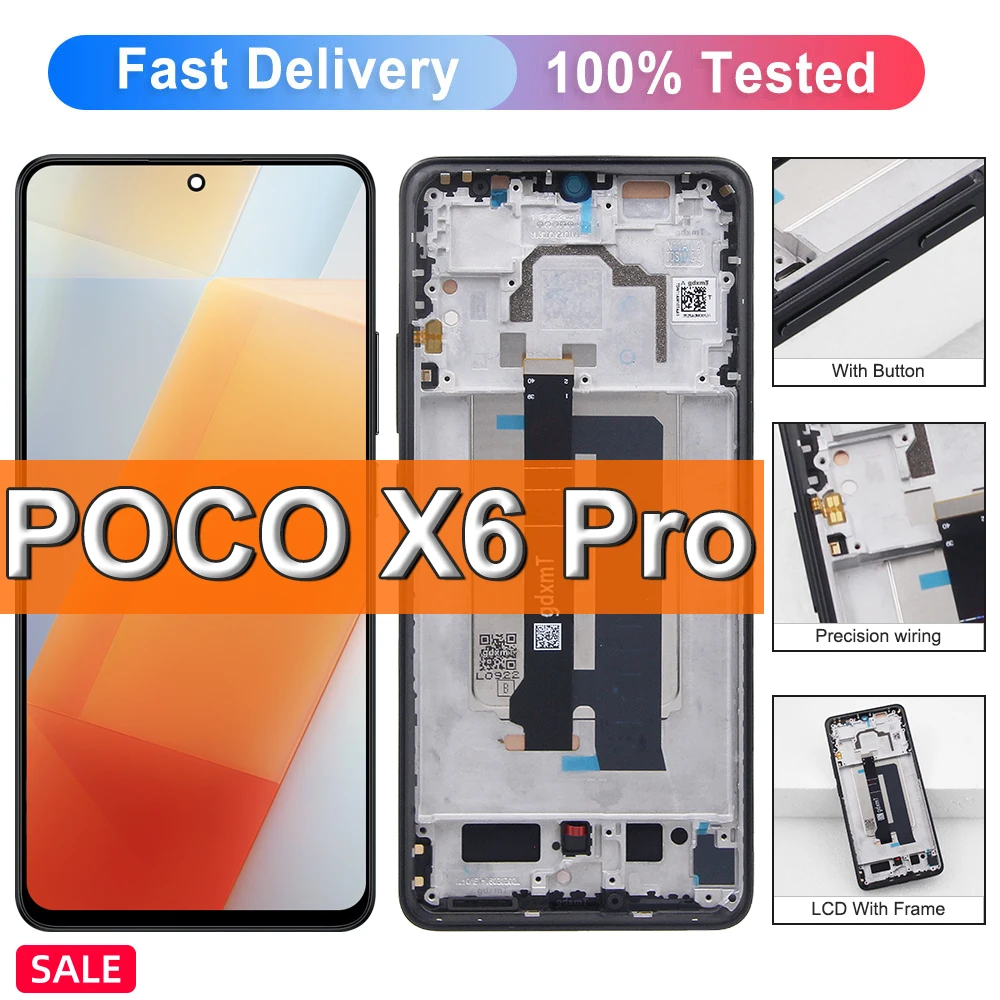 

6,67-дюймовый AMOLED TFT Poco X6 Pro экран для Xiaomi Poco X6 Pro 2311DRK48G 2311DRK48I ЖК-дисплей с сенсорным экраном в сборе с рамкой